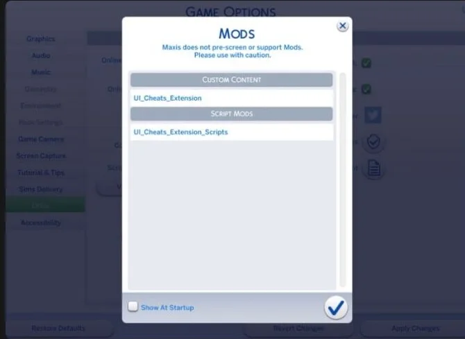 UI Cheats Extension for The Sims 4