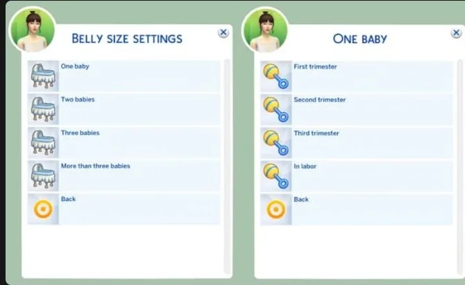 Belly Size Settings
